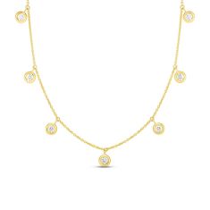 Roberto Coin Diamonds by the Inch 1/3ctw Diamond Dangling Station Yellow Gold Necklace