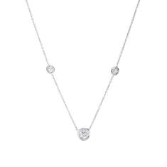 image of Roberto Coin Diamonds By The Inch 3/8ctw Diamond 3 Station White Gold Necklace with sku:20465050