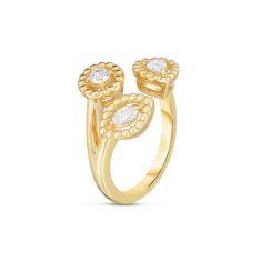 Roberto Coin 1/3ctw Diamond Dolcetto Three-Stone Yellow Gold Ring | Size 6.5