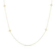 Roberto Coin Love by the Inch 1/2ctw Diamond Yellow Gold Flower Station Necklace