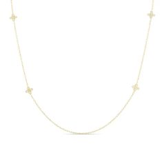 image of Roberto Coin Love by the Inch 1/2ctw Diamond Yellow Gold Flower Station Necklace with sku:20455234