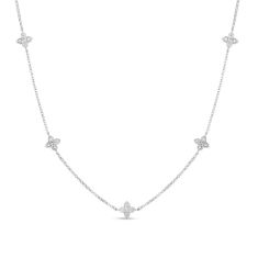 Roberto Coin Love by the Inch 1/5ctw Diamond White Gold Flower Station Necklace