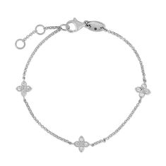 Roberto Coin Love by the Inch 1/8ctw Diamond White Gold Flower Station Bracelet