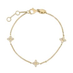 Roberto Coin Love by the Inch 1/8ctw Diamond Yellow Gold Flower Station Bracelet