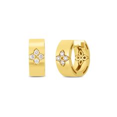 Roberto Coin Love in Verona 1/6ctw Diamond Yellow Gold Small Hoop Earrings