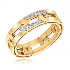 Roberto Coin Navarra 1/8ctw Diamond Slim Yellow Gold Ring - Size 6.5
