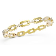 Roberto Coin 5/8ctw Diamond Navarra Hard Chain Link Yellow Gold Bangle Bracelet | 5mm