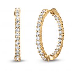 Roberto Coin Perfect Inside Out 1 1/2ctw Diamond Yellow Gold Hoop Earrings