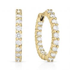 Roberto Coin Perfect Inside Out Diamond Yellow Gold Hoop Earrings