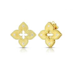 Roberto Coin Petite Venetian Princess Satin Flower Earrings 1/8ctw