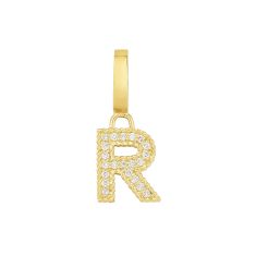 Roberto Coin Princess 1/15ctw Diamond Letter R Yellow Gold Charm