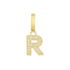 Roberto Coin Princess 1/15ctw Diamond Letter R Yellow Gold Charm