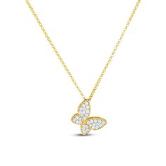 Roberto Coin Princess 1/4ctw Diamond Two-Tone Gold Butterfly Pendant Necklace