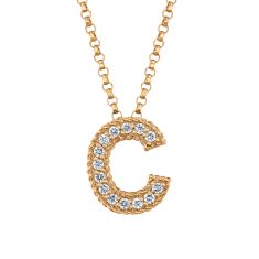 Roberto Coin Princess Letter C Yellow Gold Pendant Necklace