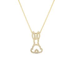 Roberto Coin Tiny Treasures 1/4ctw Diamond Bunny Outline Yellow Gold Pendant Necklace