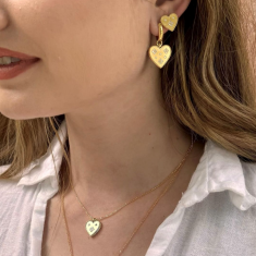 Roberto Coin Venetian Princess 3/8ctw Diamond Heart Drop Yellow Gold Earrings