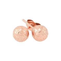 Rose Gold Diamond-Cut Ball Stud Earrings 5mm