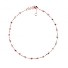 Rose Gold Solid Diamond-Cut Beaded Station Chain Bracelet | 7.5 Inches