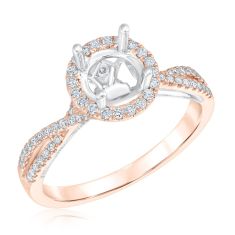 1/3ctw Diamond Halo Mounting Rose Gold Engagement Ring Setting