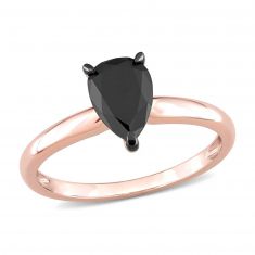 1ct Pear Treated Black Diamond Rose Gold Solitaire Engagement Ring