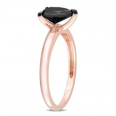 1ct Pear Treated Black Diamond Rose Gold Solitaire Engagement Ring