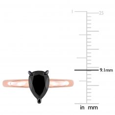 1ct Pear Treated Black Diamond Rose Gold Solitaire Engagement Ring