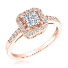 1/3ctw Diamond Princess and Round Rose Gold Fashion Ring