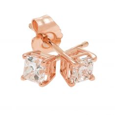 1/2ctw Princess Diamond Solitaire Rose Gold Stud Earrings