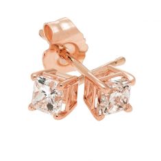1/3ctw Princess Diamond Solitaire Rose Gold Stud Earrings