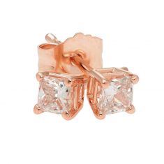 1/4ctw Princess Diamond Solitaire Rose Gold Stud Earrings