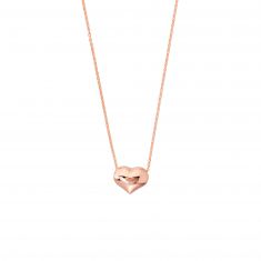 Rose Gold Puffed Heart Necklace