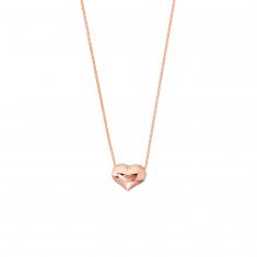 Rose Gold Puffed Heart Necklace
