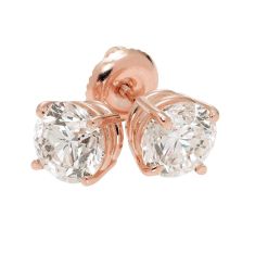 2ctw  Round Diamond Solitaire Rose Gold Stud Earrings