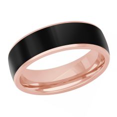 Rose Gold with Black Ceramic Inlay Wedding Band | 7mm | Men's