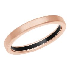 Rose Gold with Black Ceramic Interior Wedding Band | 3mm | Men's