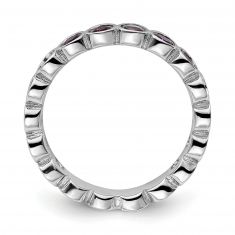 Round Amethyst Sterling Silver Stackable Ring