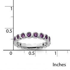 Round Amethyst Sterling Silver Stackable Ring