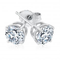 1 1/5ctw Round Diamond Solitaire White Gold Stud Earrings | Classic