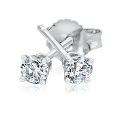 1/5ctw Round Diamond Solitaire White Gold Stud Earrings | Classic