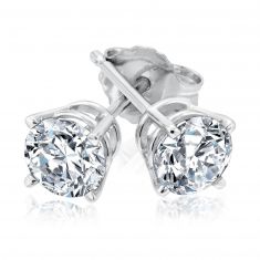 1ctw Round Diamond Solitaire White Gold Stud Earrings - Classic