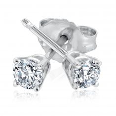 1/3ctw Round Diamond Solitaire White Gold Stud Earrings - Classic