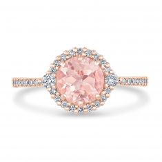 Round Morganite and Diamond Halo Engagement Ring 1/3ctw
