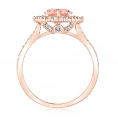 Round Morganite and Diamond Halo Engagement Ring 1/3ctw