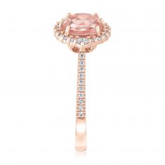 Round Morganite and Diamond Halo Engagement Ring 1/3ctw