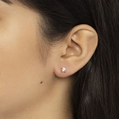 Round Morganite Rose Gold Stud Earrings