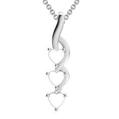 Mother's Custom Birthstone Cascading Hearts Family Pendant Necklace (1-3 Gemstones)