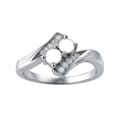 Couple's Custom Birthstone and Created White Sapphire Engravable Bypass Ring