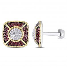 Ruby and 1/2ctw Diamond Two-Tone Gold Cufflinks