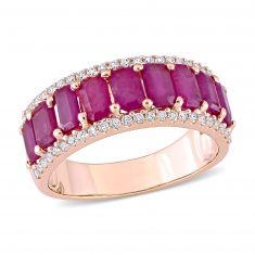 Ruby and 1/3ctw Diamond Rose Gold Anniversary Ring