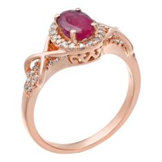 Ruby and 1/4ctw Diamond Rose Gold Ring